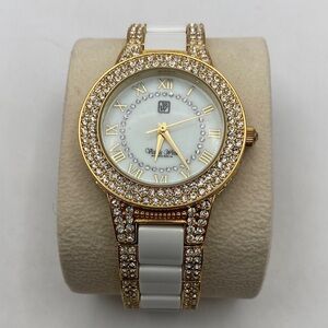 Victoria Wieck Ceramic Crystal Watch White 7-8”L Casual Evening Adjustable